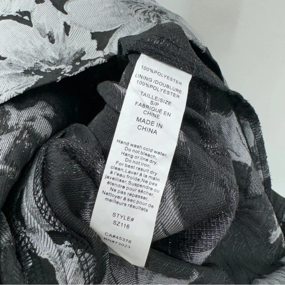 Le Chateau Women Floral Dress Jacquard Black Small Midi Spaghetti Strap Bodycon - Picture 10 of 11